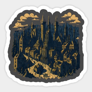 Medieval Cityscape Abstarct cartoon Sticker